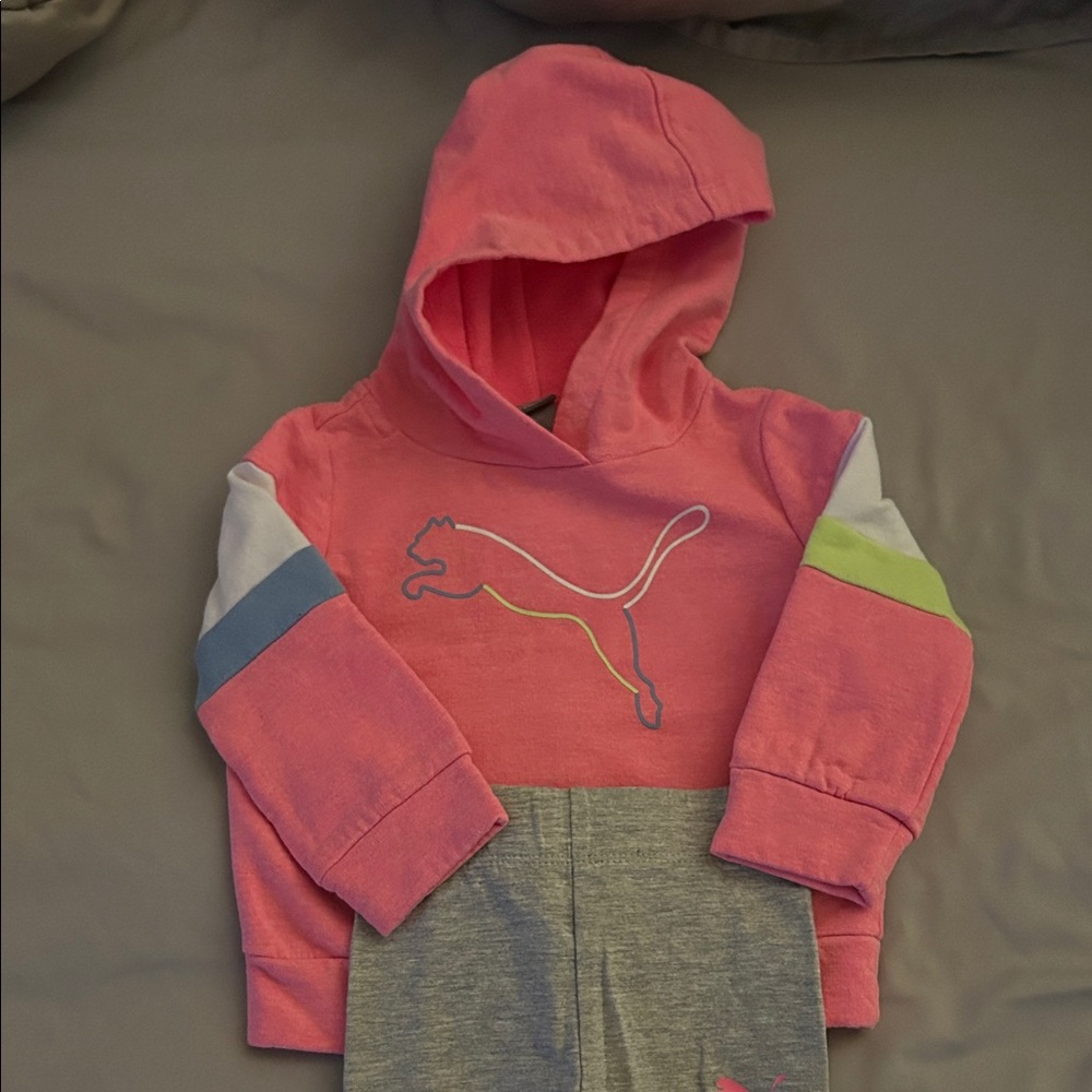 Puma Kids Coral and Gray Hoodie